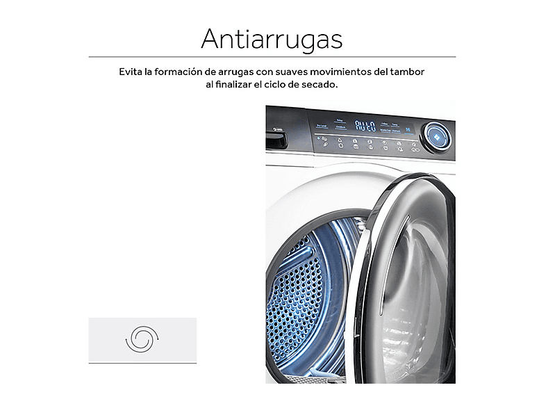 Secadora - Haier HD100A2979S, Bomba de calor, 10 kg, 14 programas, Blanco