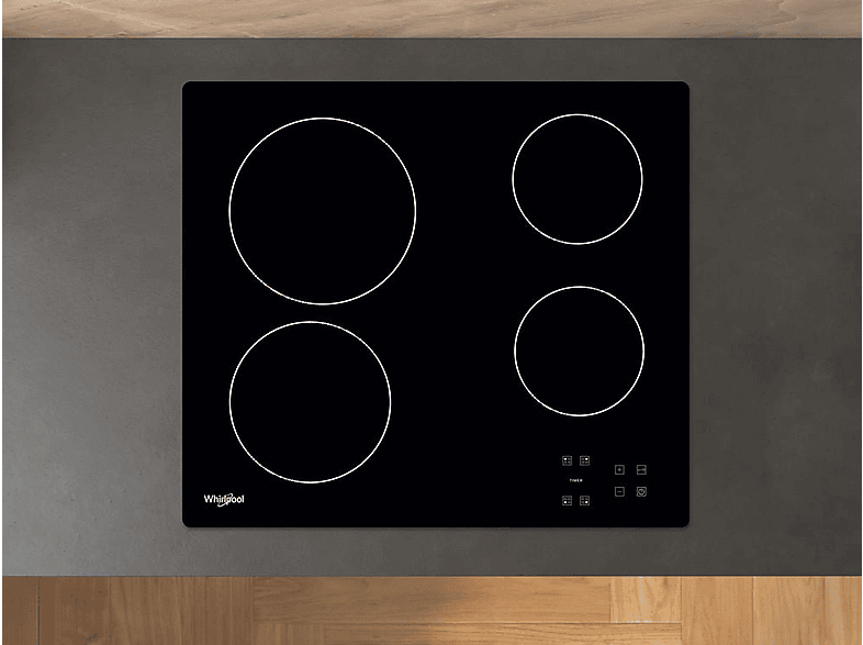 Encimera vitrocerámica - Whirlpool AKT 8090 /NE, 4 zonas, 580 mm, Negro