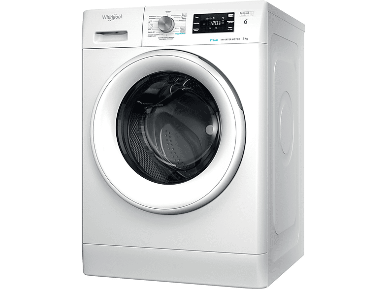 Lavadora carga frontal - Whirlpool FFB 8258 WV SP, 8 kg, 1200 rpm, 14 programas, Blanco / acero