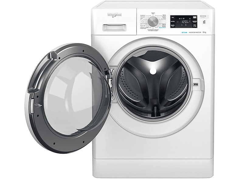 Lavadora carga frontal - Whirlpool FFB 8258 WV SP, 8 kg, 1200 rpm, 14 programas, Blanco / acero