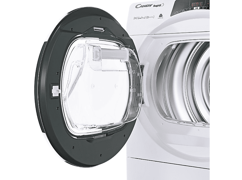 Secadora bomba de calor - Candy ROE H8A3TCEX-S, Bomba de calor, 8 kg, 14 programas, Blanco