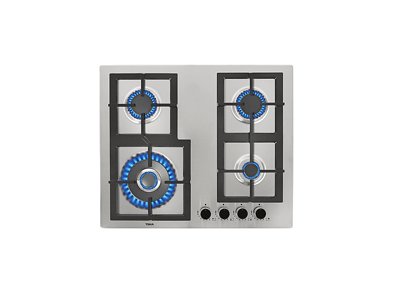 Placa de gas - Teka Teka EFX 60.1 4G AI AL DR CI BTN SS INOX - Encimera De Gas 4 Zonas Coccion Ancho 60 Cm, 4 Zonas Coccion zonas, Gas butano, 600 mm